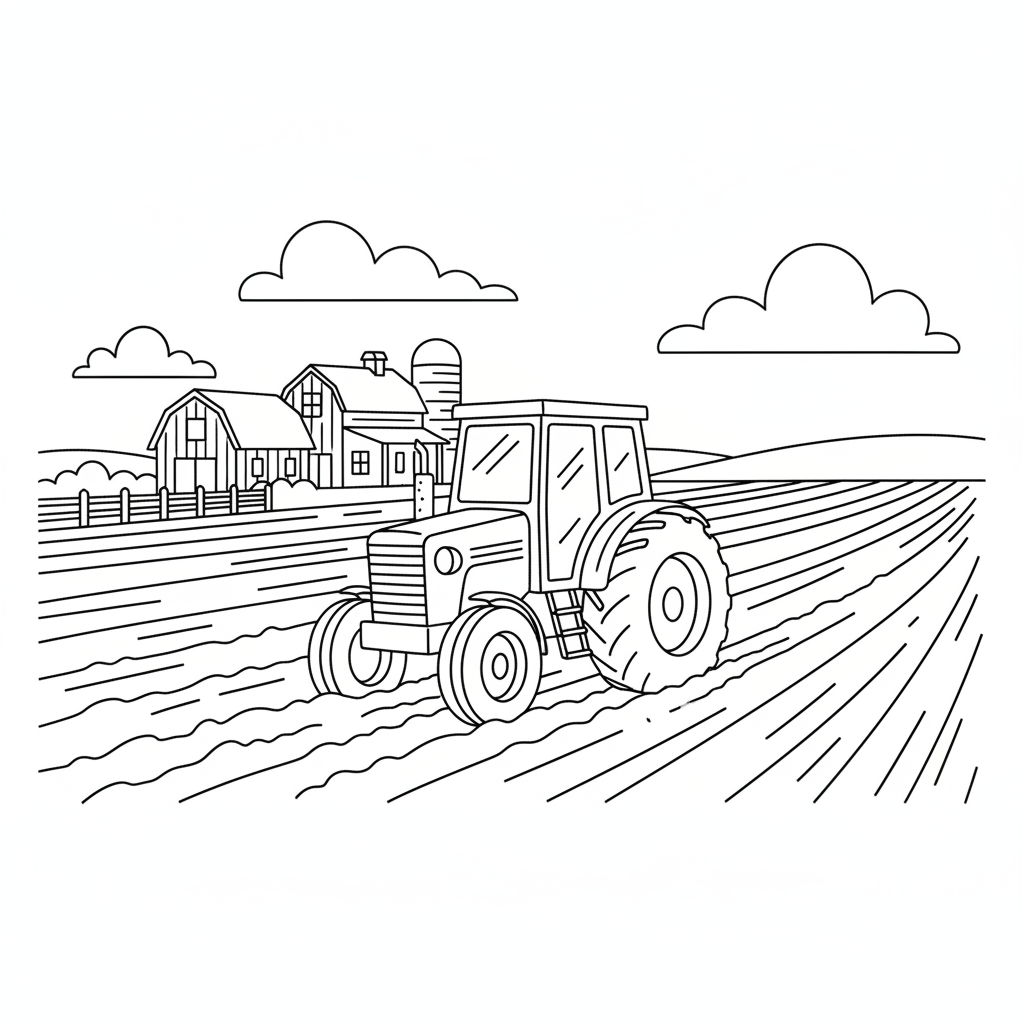 Traktor Ausmalbild: Kostenlose Malvorlage für Kinder – Bauernhof-Spaß!