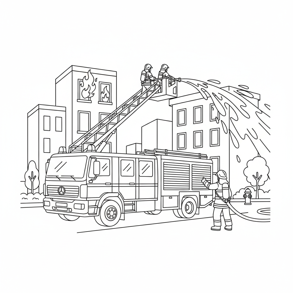 Feuerwehrauto Ausmalbild: Groß, Rot und im Einsatz!