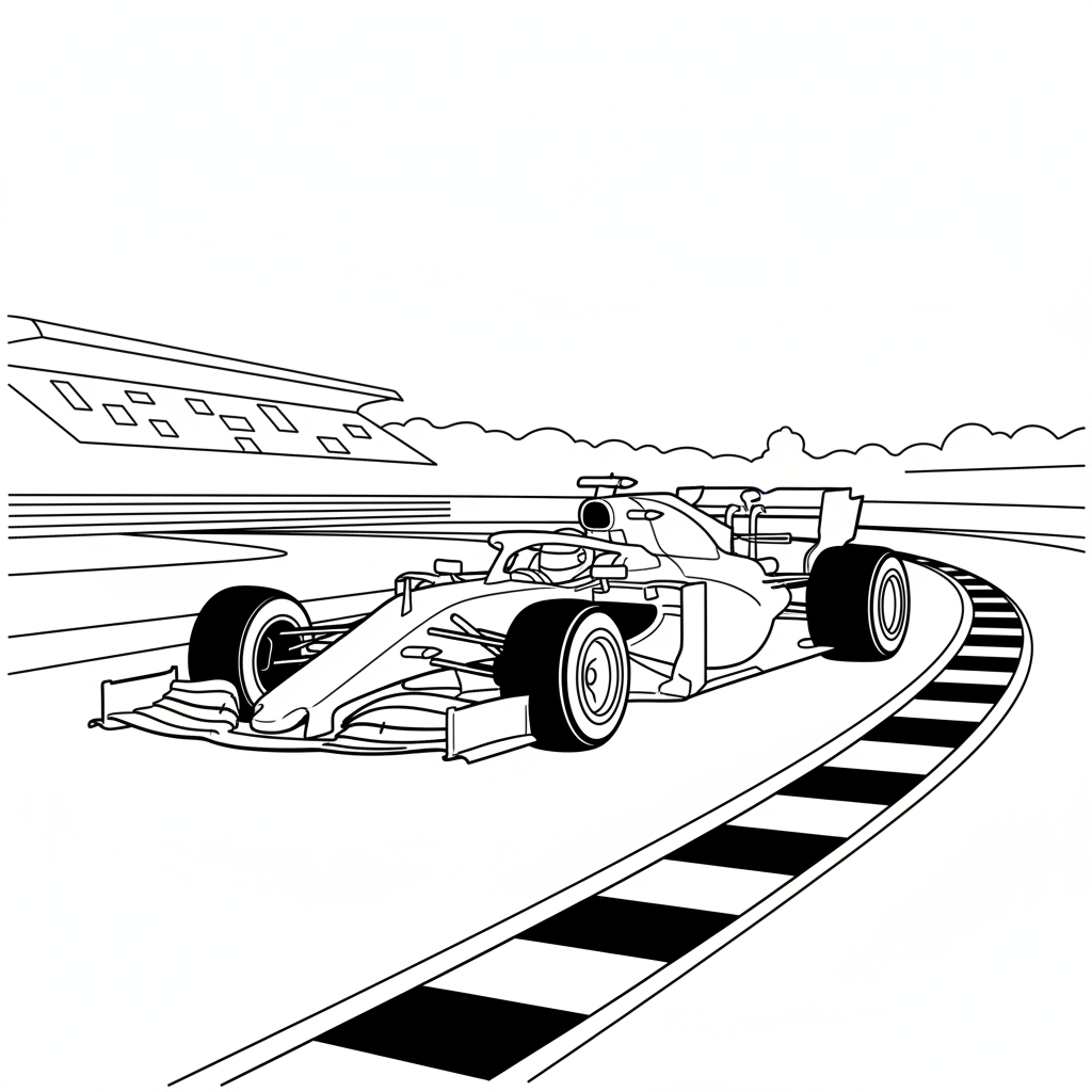 Formel 1 Rennwagen Ausmalbild: Geschwindigkeit & Motorsport für Kinder