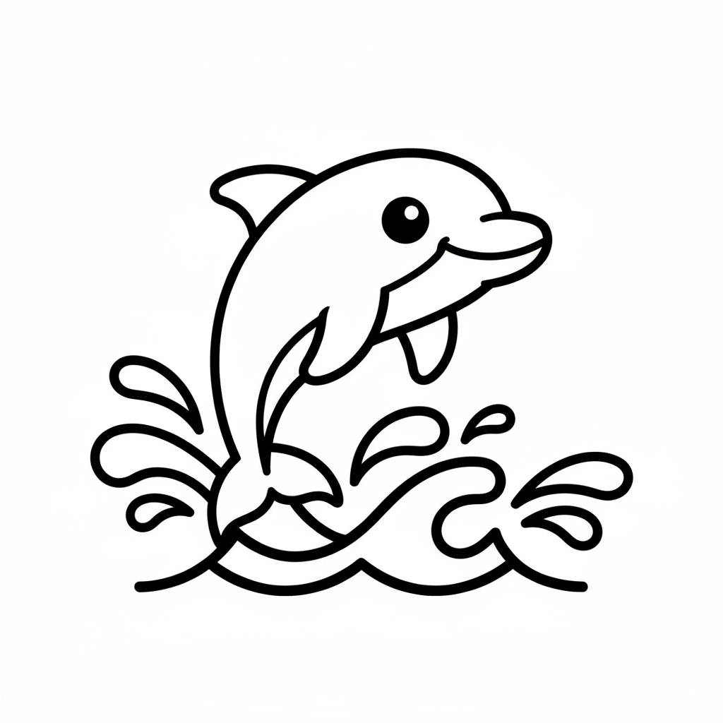 Fröhlicher Delfin Ausmalbild: Springender Delfin im Ozean